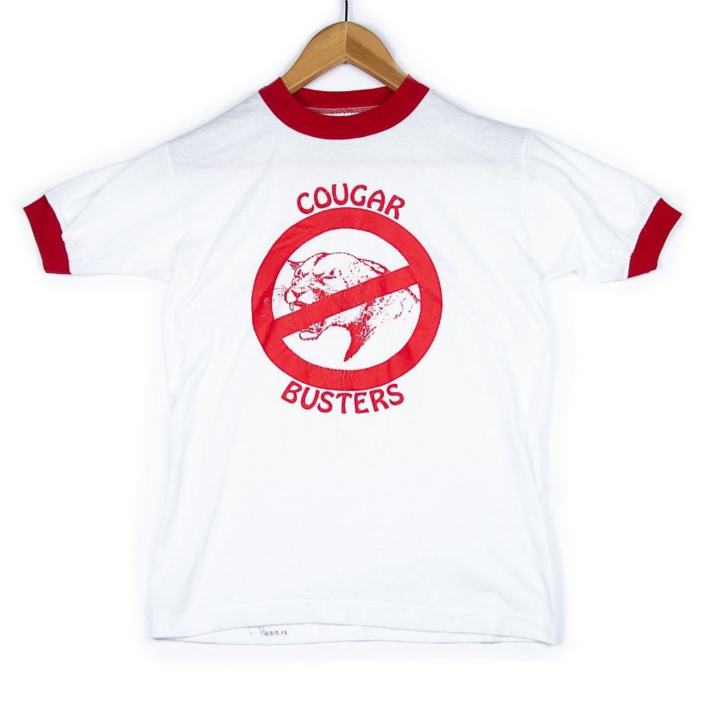 Vintage Single Stitch Cougar Busters Ringer Tee